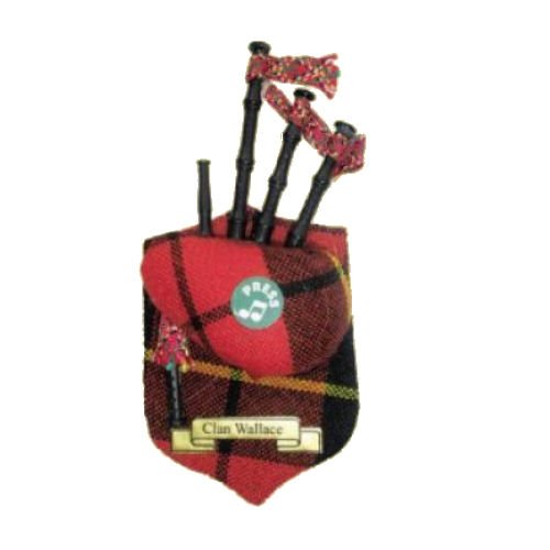 Image 1 of Wallace Clan Tartan Musical Bagpipe Fridge Magnets Set of 3