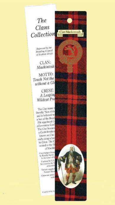 Image 0 of MacIntosh Clan Tartan MacIntosh History Bookmarks Set of 5