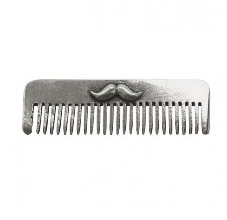 Image 1 of Moustache Beard Gift Boxed Stylish Pewter Comb
