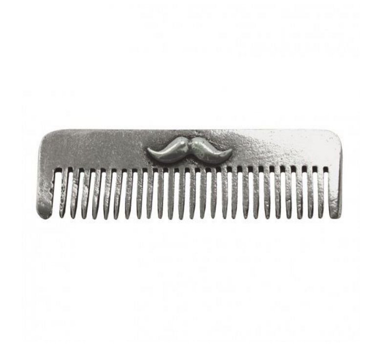 Image 1 of Moustache Beard Gift Boxed Stylish Pewter Comb