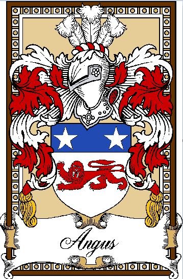 Image 0 of Angus Bookplate Print Angus Scottish Family Crest Print 