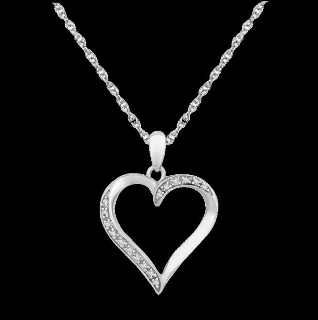 Image 0 of Twisted Open Heart Diamond Studded Sterling Silver Pendant