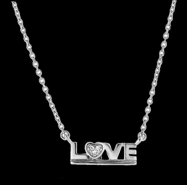 Image 0 of Love Word Diamond Accented Sterling Silver Pendant