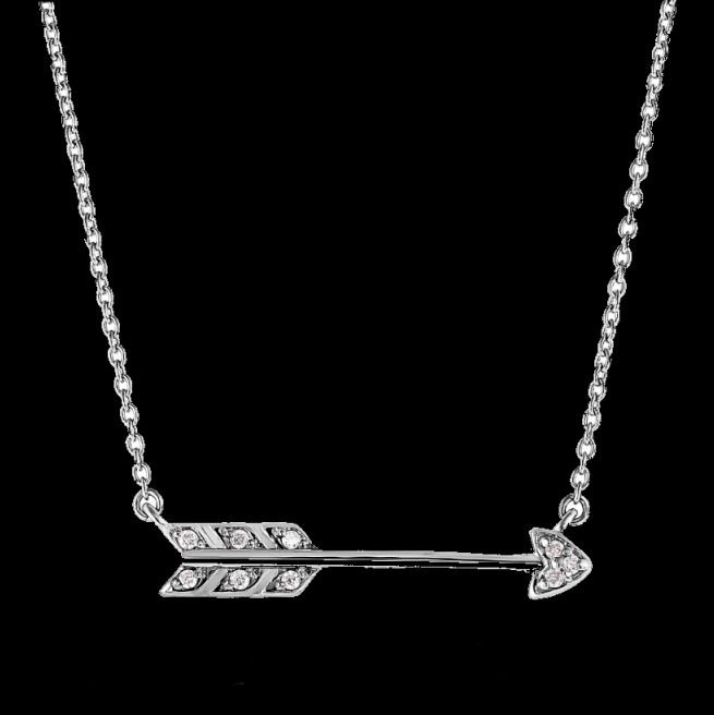 Image 0 of Shooting Arrow Diamond Accented Sterling Silver Pendant