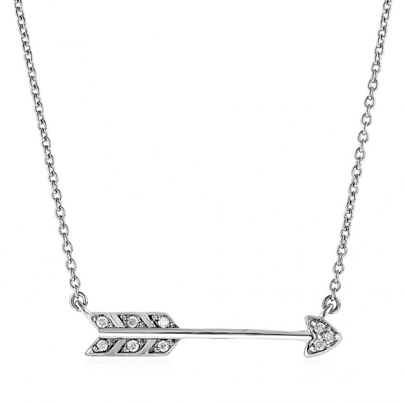 Image 1 of Shooting Arrow Diamond Accented Sterling Silver Pendant