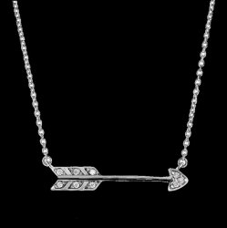 Shooting Arrow Diamond Accented Sterling Silver Pendant