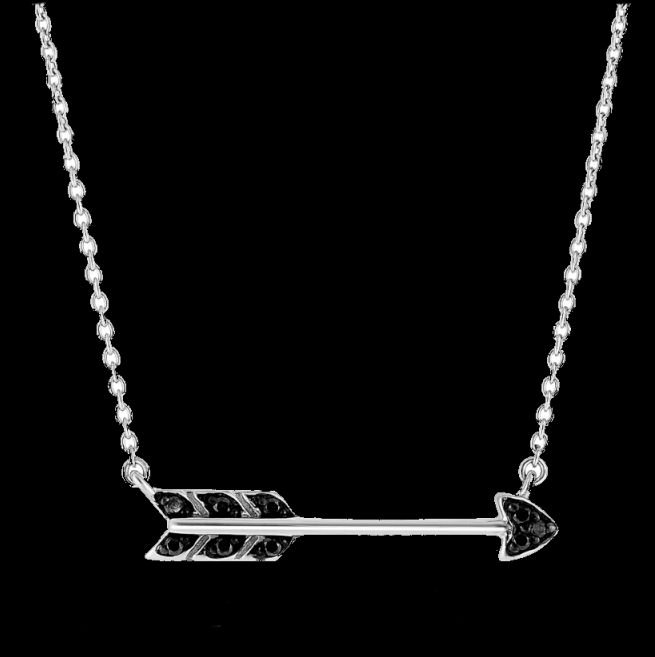 Image 0 of Shooting Arrow Black Diamond Accented Sterling Silver Pendant