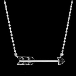 Shooting Arrow Black Diamond Accented Sterling Silver Pendant
