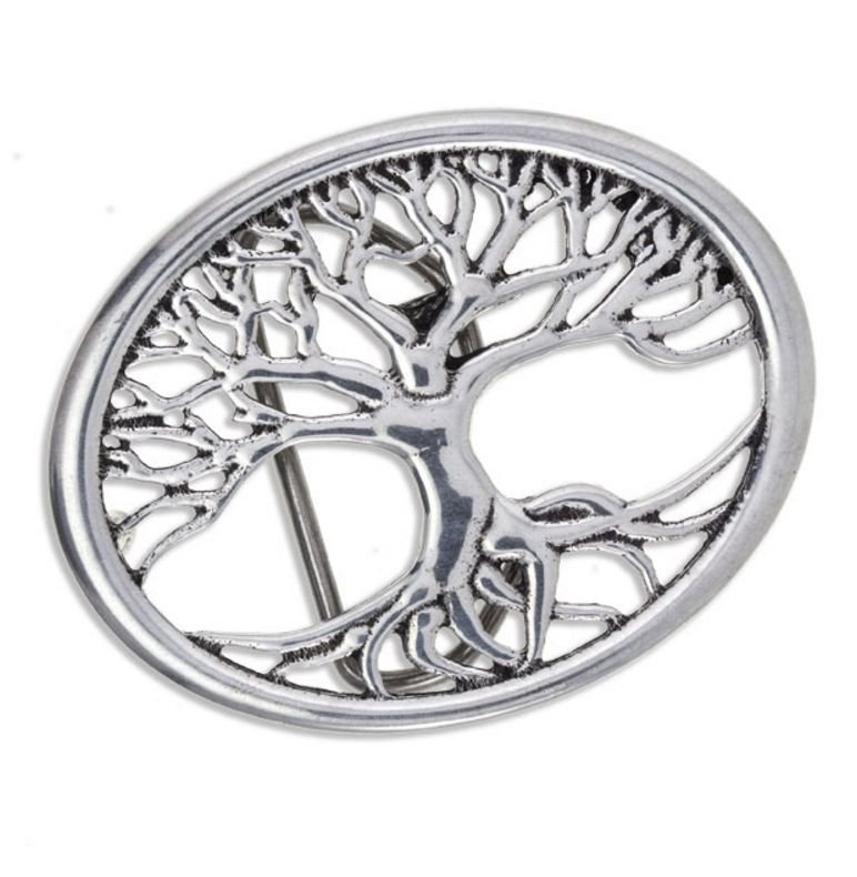 Image 1 of Tree Of Life Oval Mens Stylish Pewter Belt Buckle 