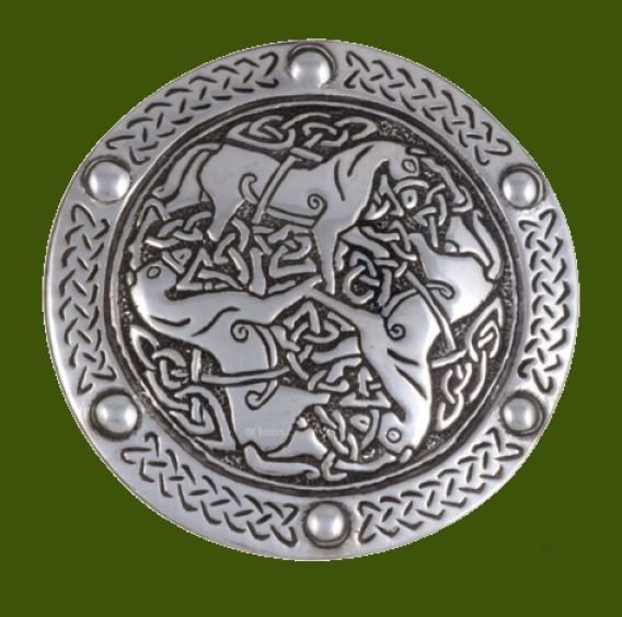 Image 0 of Inverurie Horses Embossed Mens Stylish Pewter Belt Buckle  