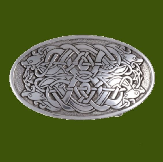 Image 0 of Serpent Celtic Knotwork Embossed Large Mens Stylish Pewter Belt Buckle 