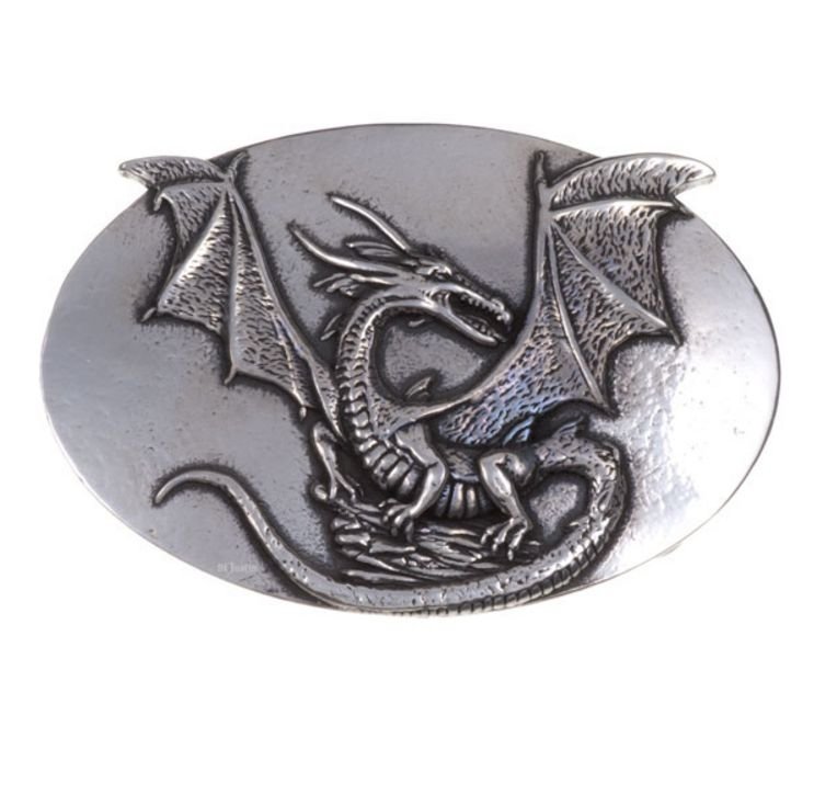 Image 1 of Dragon Mythical Creature Relief Detail Large Mens Stylish Pewter Belt Buckle 