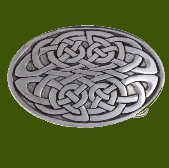 Image 0 of Celtic Kells Knotwork Embossed Large Mens Stylish Pewter Belt Buckle  