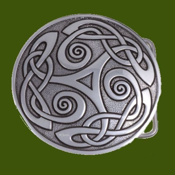 Image 0 of Nouveau Triscele Celtic Knotwork Embossed Mens Stylish Pewter Belt Buckle  
