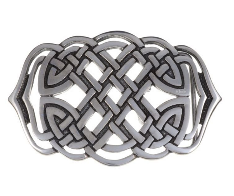 Image 1 of Celtic Mermaid Knotwork Embossed Large Mens Stylish Pewter Belt Buckle 