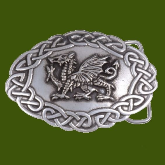 Image 0 of Welsh Dragon Celtic Border Embossed Large Mens Stylish Pewter Belt Buckle 