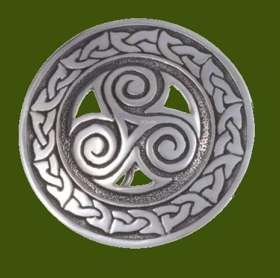 Image 0 of Triscele Celtic Knotwork Round Embossed Mens Stylish Pewter Belt Buckle 