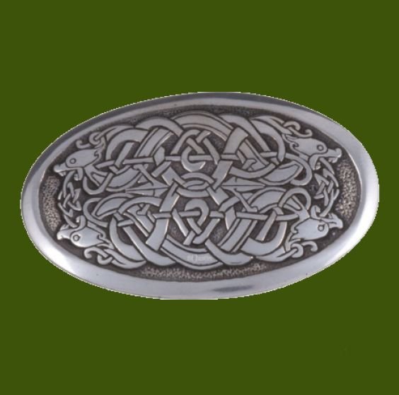 Image 0 of Serpent Celtic Knotwork Embossed Small Mens Stylish Pewter Belt Buckle 