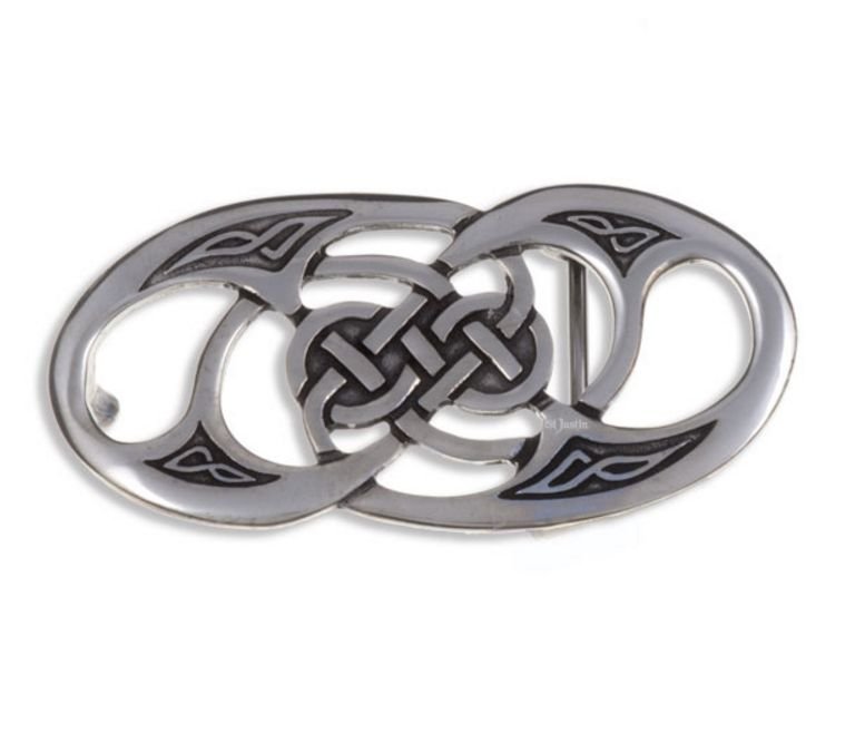 Image 1 of Celtic Twisted Knotwork Embossed Small Mens Stylish Pewter Belt Buckle 