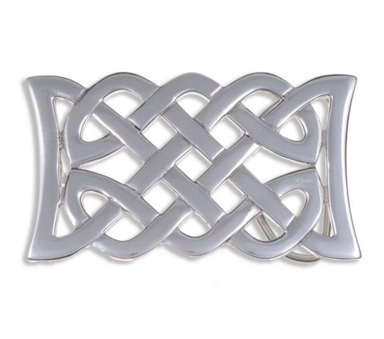 Image 1 of Celtic Kells Open Knotwork Rectangular Large Mens Stylish Pewter Belt Buckle 