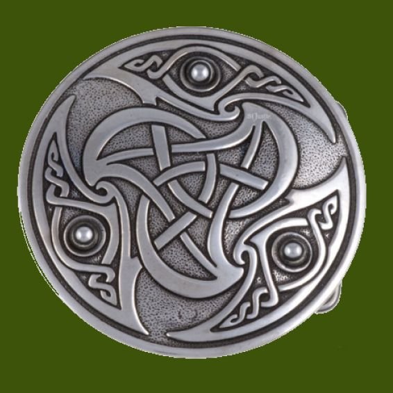 Image 0 of Interlacing Triscele Celtic Knotwork Embossed Mens Stylish Pewter Belt Buckle 