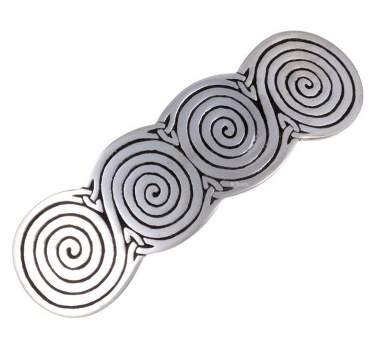 Image 1 of Celtic Four Spirals Knotwork Stylish Pewter Hair Slide