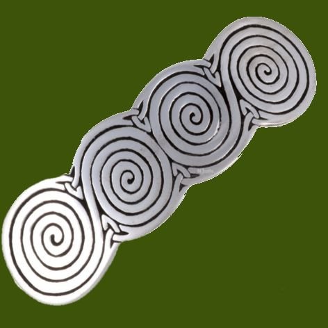 Image 0 of Celtic Four Spirals Knotwork Stylish Pewter Hair Slide