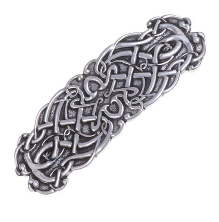 Image 1 of Heart Weave Intricate Detail Stylish Pewter Hair Slide