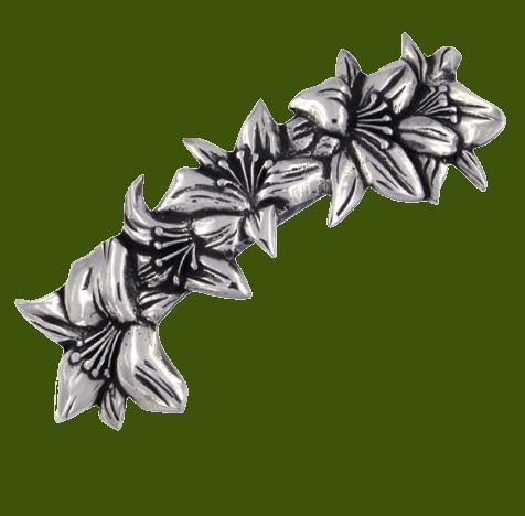 Image 0 of Lily Flowers Floral Themed Stylish Pewter Hair Slide
