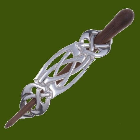 Image 0 of St John Celtic Knotwork Stylish Pewter Rosewood Pin Hair Slide