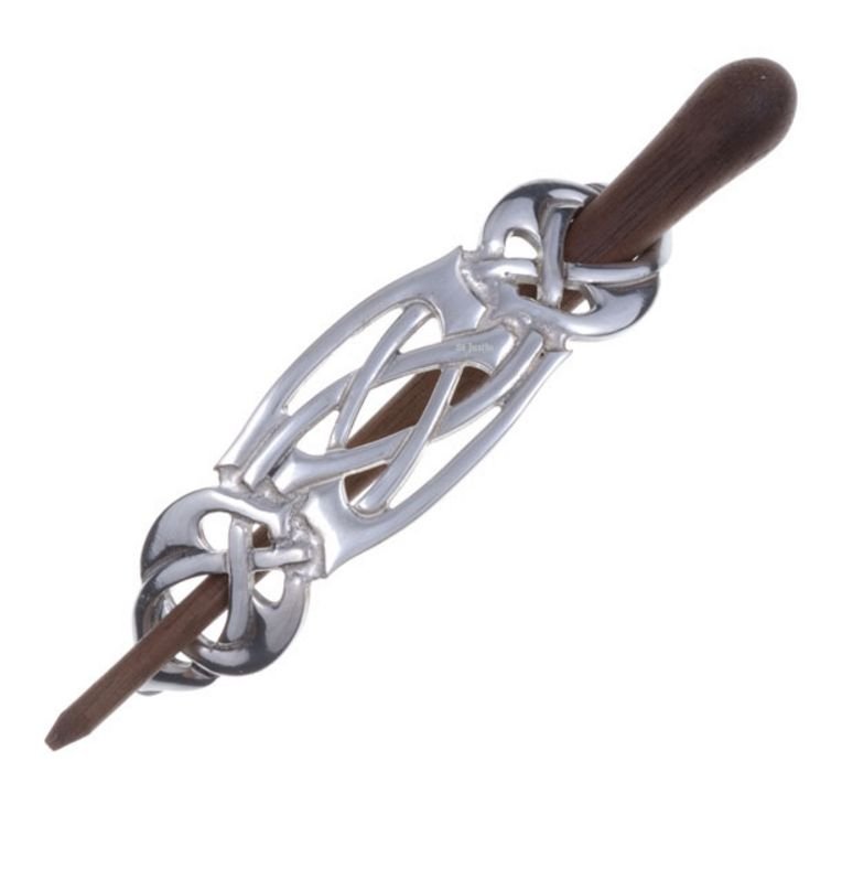 Image 1 of St John Celtic Knotwork Stylish Pewter Rosewood Pin Hair Slide
