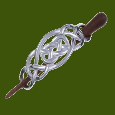 Image 0 of Celtic Knotwork Stylish Pewter Rosewood Pin Hair Slide