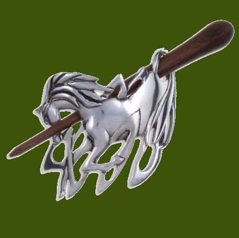 Image 0 of Cabyll-Ushtey Horse Stylish Pewter Rosewood Pin Hair Slide
