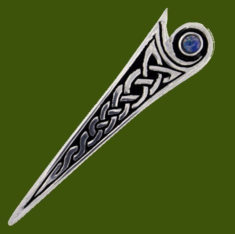 Image 0 of Opal Celtic Kells Knotwork Triangular Stylish Pewter Kilt Pin
