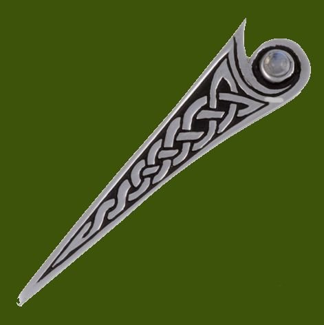 Image 0 of Moonstone Celtic Kells Knotwork Triangular Stylish Pewter Kilt Pin