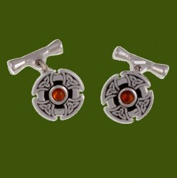 Amber Celtic Cross Knotwork Chain Mens Stylish Pewter Cufflinks