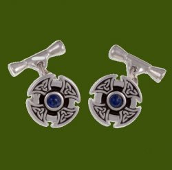 Lapis Lazuli Celtic Cross Knotwork Chain Mens Stylish Pewter Cufflinks