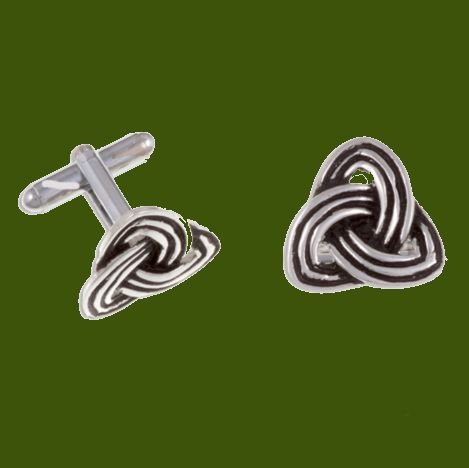 Image 0 of Trefoil Celtic Knotwork Antiqued Mens Stylish Pewter Cufflinks