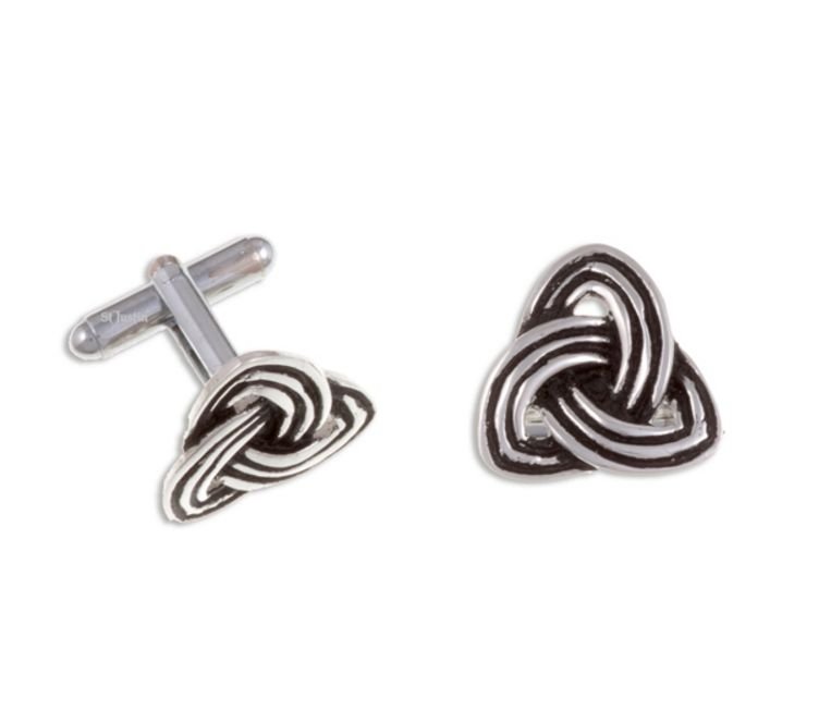 Image 1 of Trefoil Celtic Knotwork Antiqued Mens Stylish Pewter Cufflinks