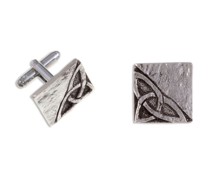 Image 1 of Celtic Knotwork Square Antiqued Mens Stylish Pewter Cufflinks