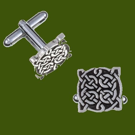 Image 0 of Four Knot Celtic Knotwork Antiqued Small Mens Stylish Pewter Cufflinks