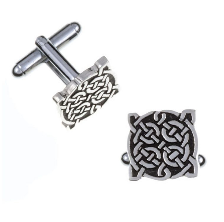 Image 1 of Four Knot Celtic Knotwork Antiqued Small Mens Stylish Pewter Cufflinks