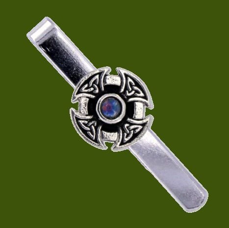 Image 0 of Opal Celtic Cross Knotwork Mens Stylish Pewter Tie Bar