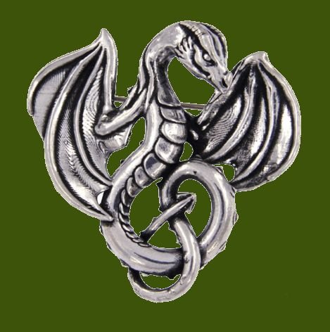 Image 0 of Winged Dragon Antiqued Stylish Pewter Brooch