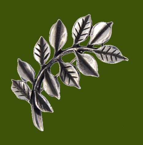 Image 0 of Sprig of Leaves Antiqued Stylish Pewter Brooch
