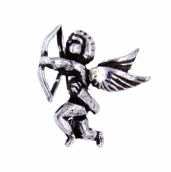 Image 1 of Cherub Lovers Symbol Antiqued Small Stylish Pewter Brooch