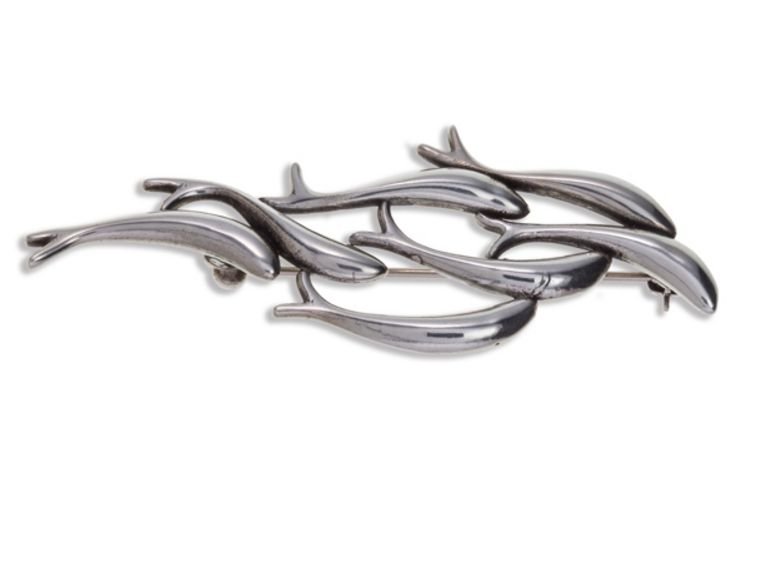 Image 1 of Swimming Shoal Of Fish Stylish Pewter Brooch