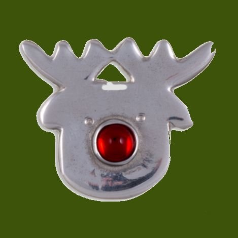 Image 0 of Rudolph Reindeer Red Nose Christmas Stylish Pewter Brooch