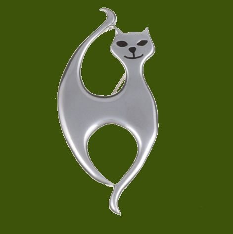 Image 0 of Slim Cat Contemporary Polished Stylish Pewter Brooch