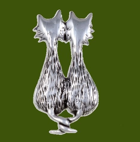 Image 0 of Purrfect Two Cat Friends Antiqued Stylish Pewter Brooch